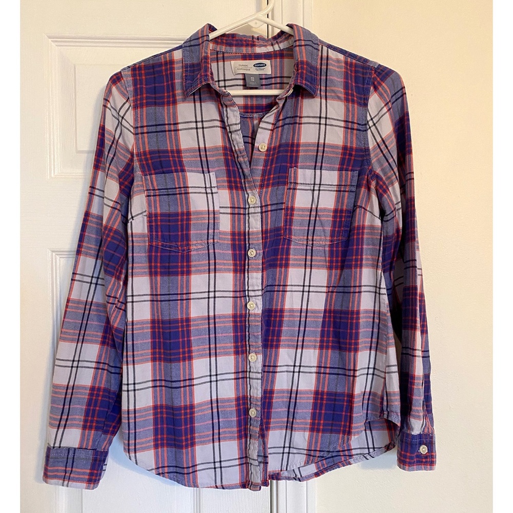Old Navy Women's 100% Cotton Plaid Button Down Shirt, XS